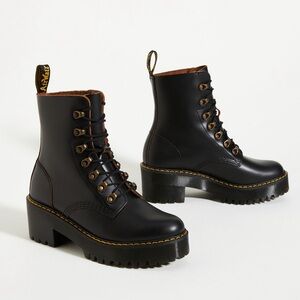 Dr. Martens Leona Black Platform Boots
